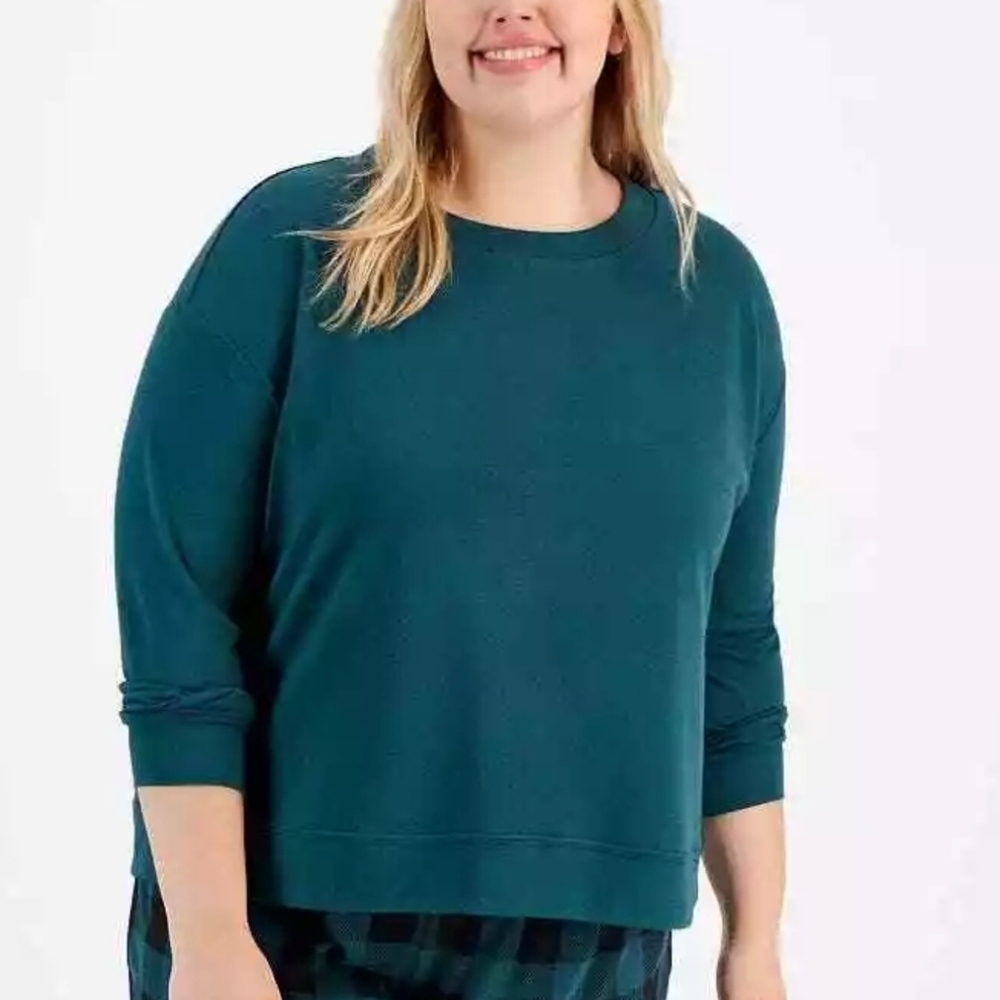 Jenni Plus Size Long Sleeve Pajama Top Plus Size 1X June Bug Green